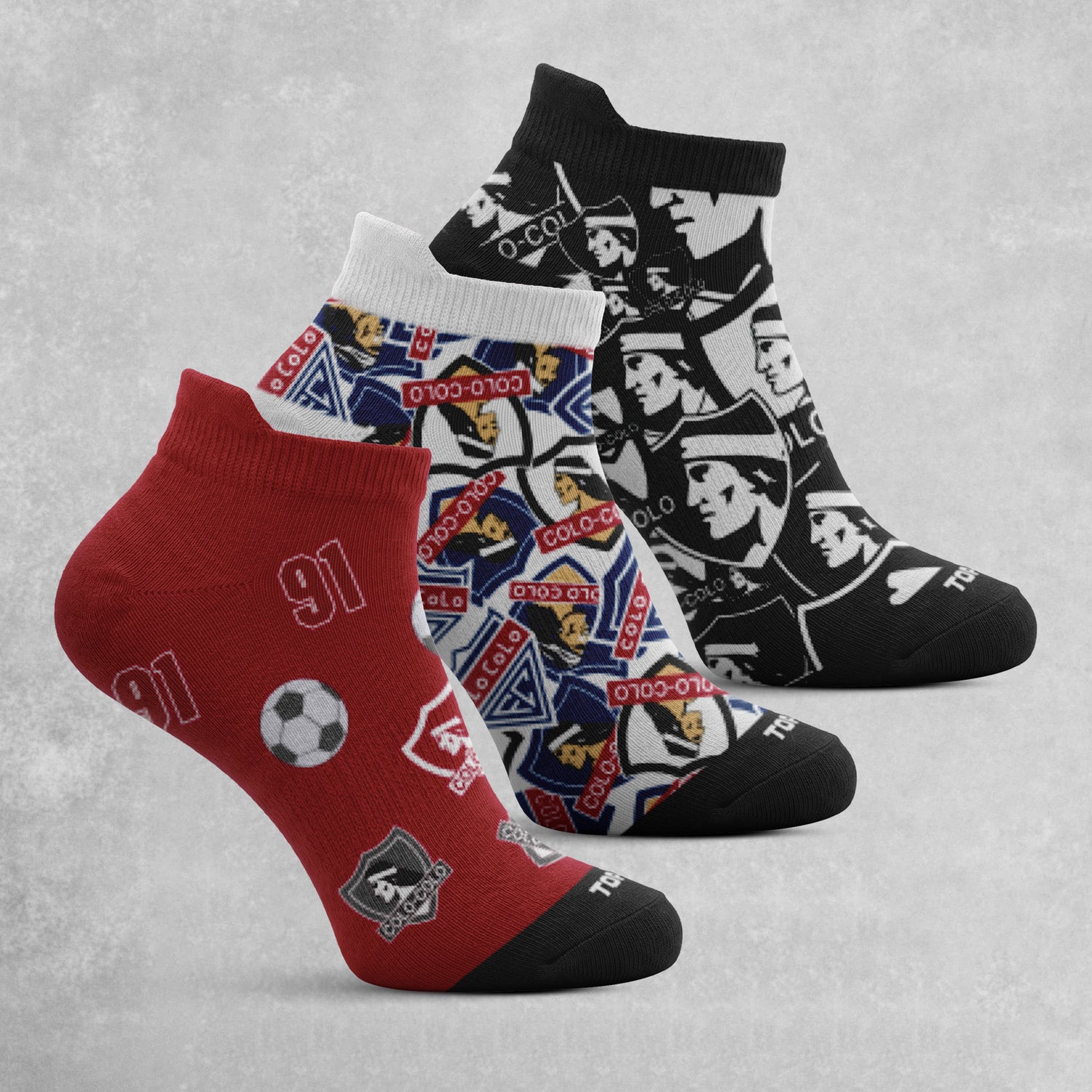 Calcetines Cortos Algodón Niños Colo-Colo Pack 3 C1