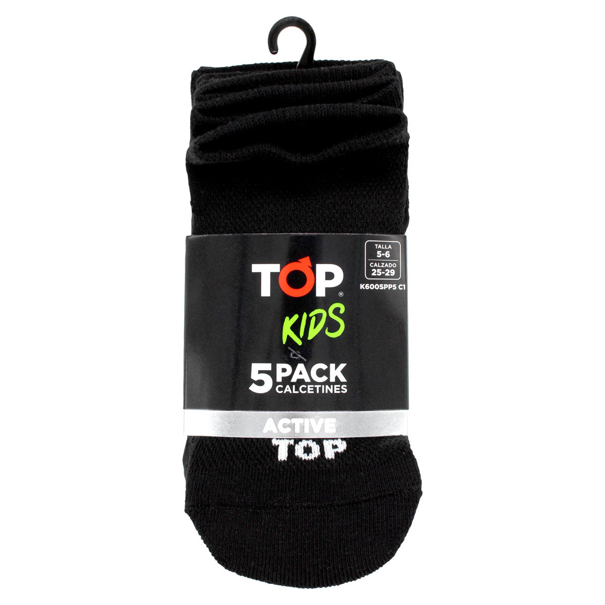 Calcetines Niño Deportivos Tobilleros Negros Pack 5 C1