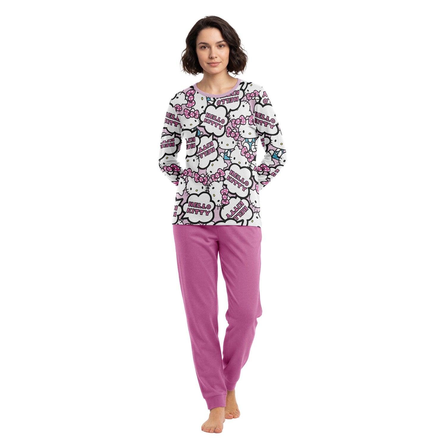 Pijama Largo Algodón Mujer Invierno Hello Kitty C3