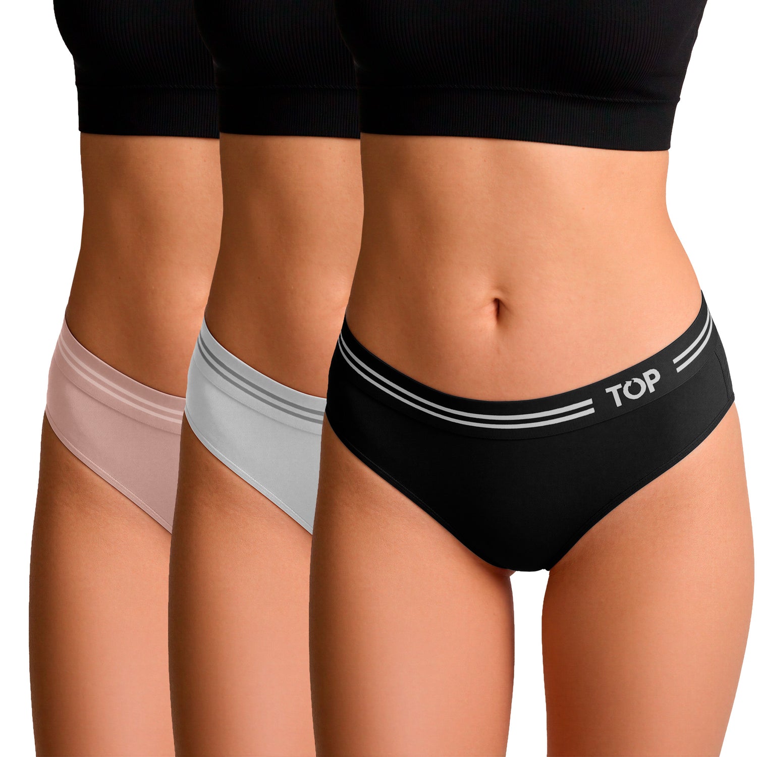 Calzón Bikini Microfibra Con Elástico Pack 3 Active C2