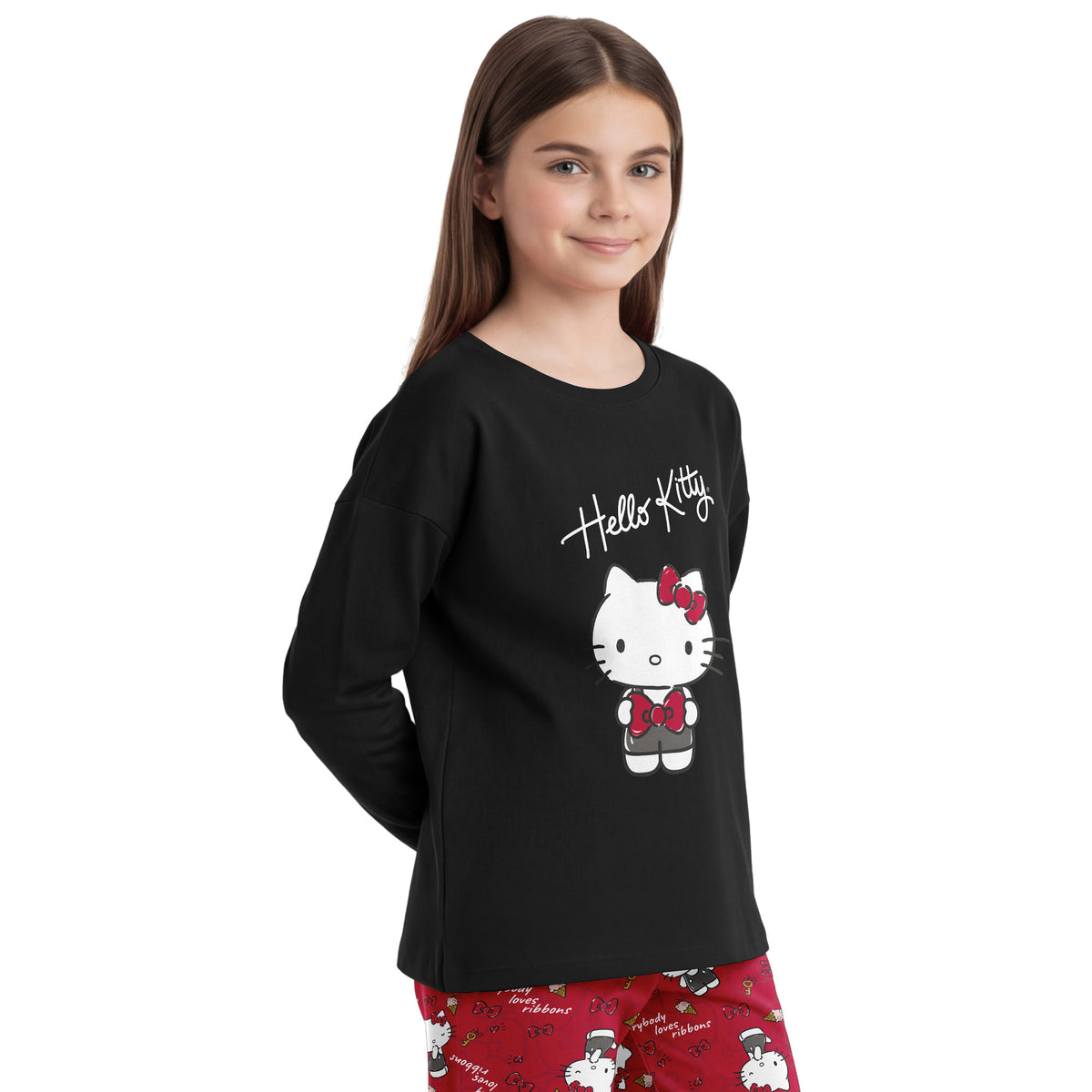 Pijama Largo Niña Algodón Invierno Hello Kitty C1