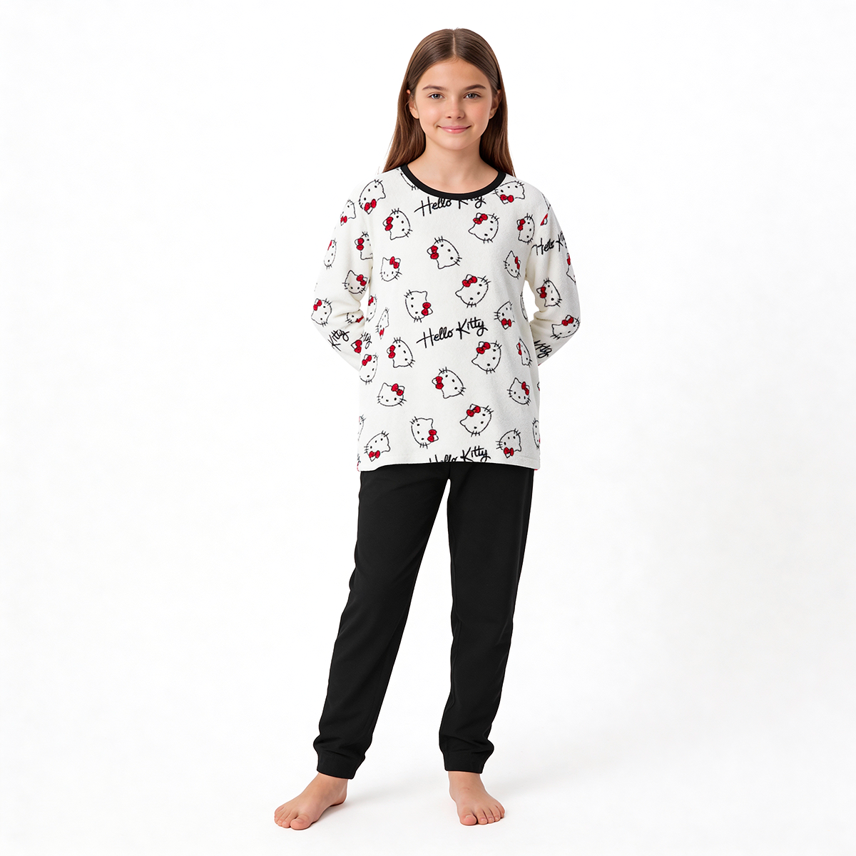 Pijama Largo Niña Micropolar Invierno Hello Kitty C1