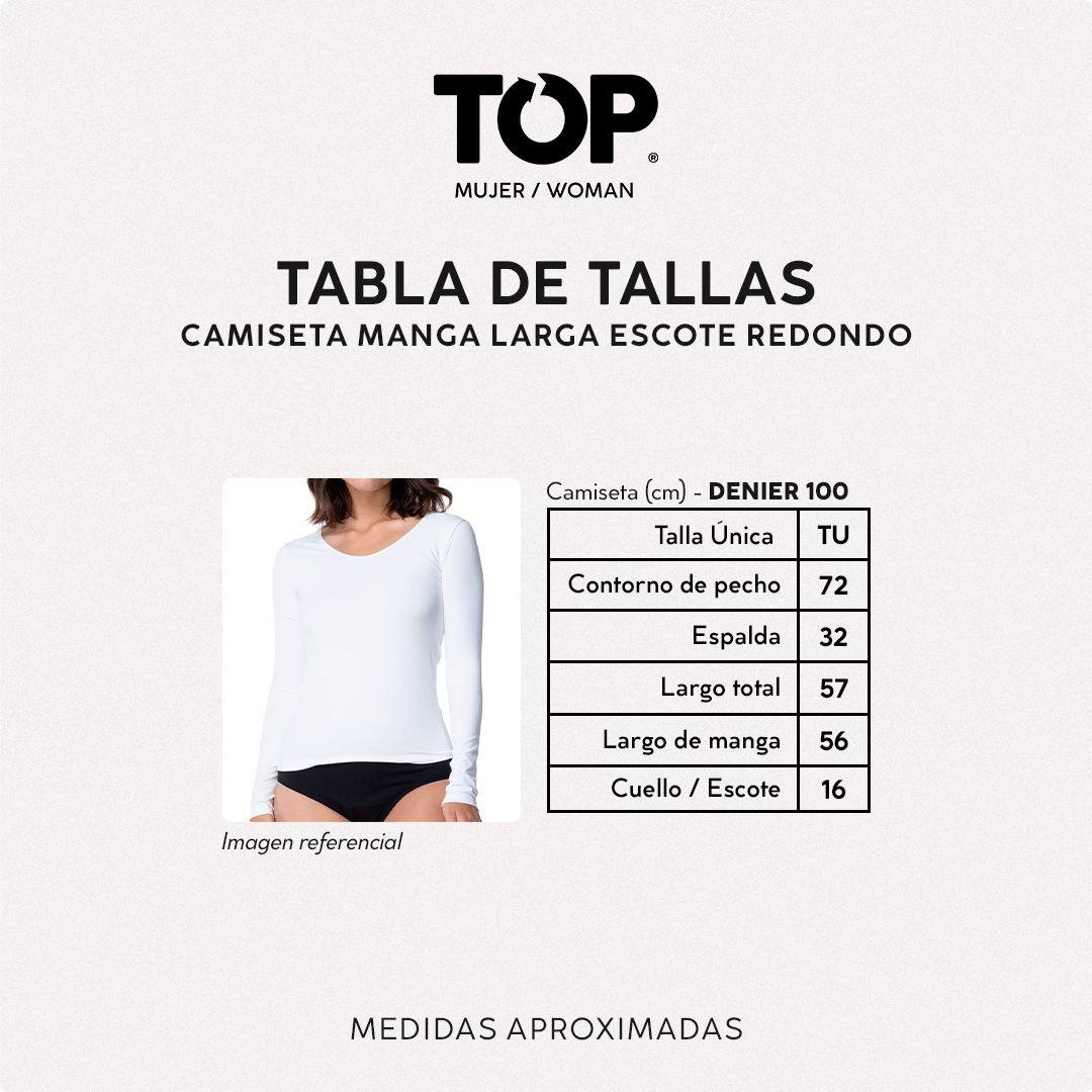 Camiseta Microfibra Manga Larga Mujer C2 Escote Redondo