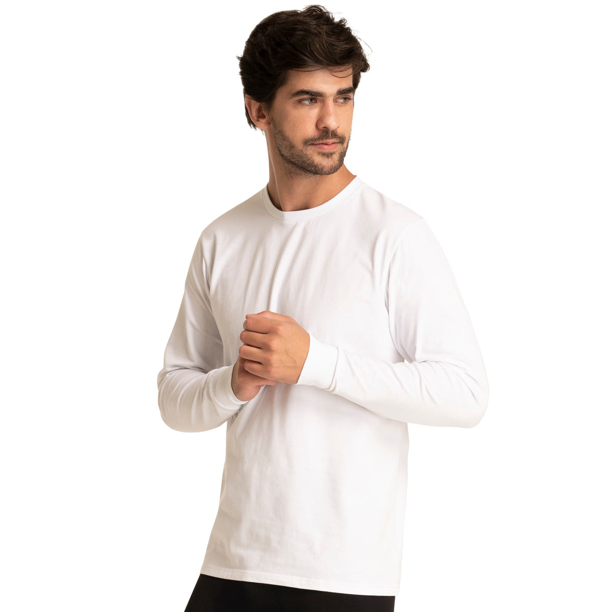 Camisetas Blancas Pack 2 Manga Larga Hombre C1